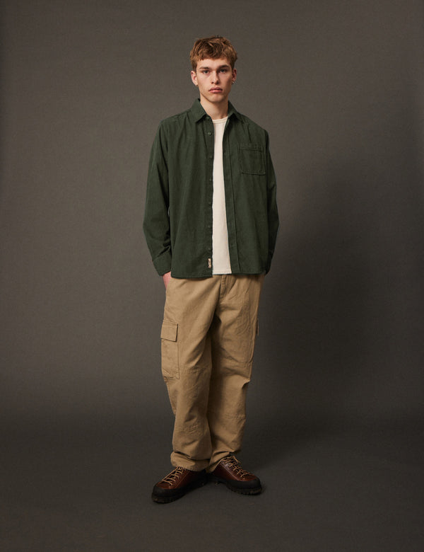 RIVER CORDUROY SHIRT - DARK GREEN