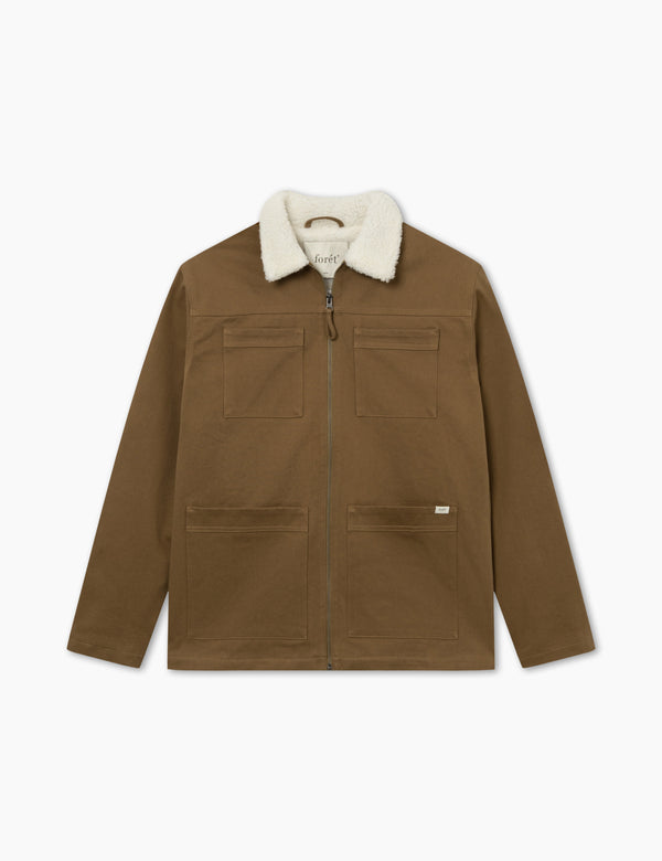 BEECH SHERPA TWILL JACKET - KHAKI/CLOUD