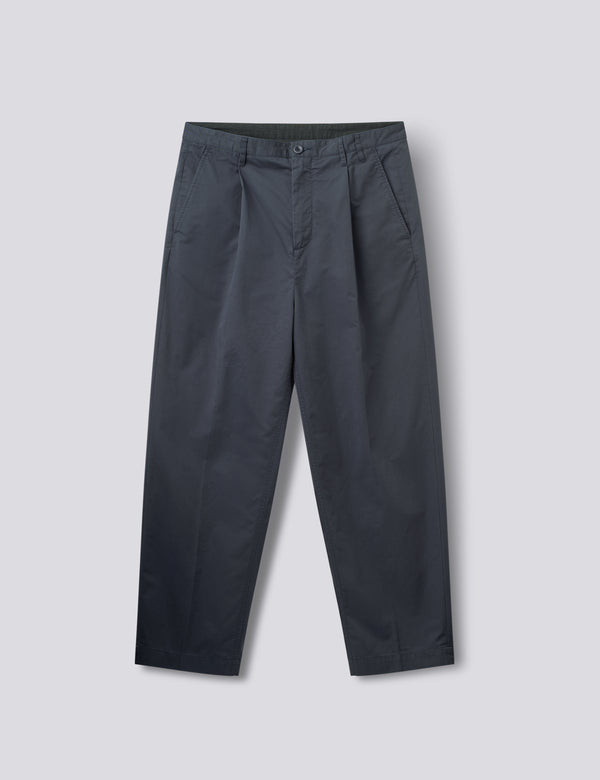 WRITER COMPACT TWILL PLEATED PANTS - NAVY