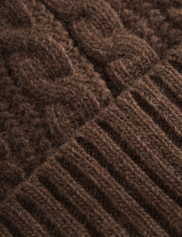 TOP CABLE BEANIE - BROWN